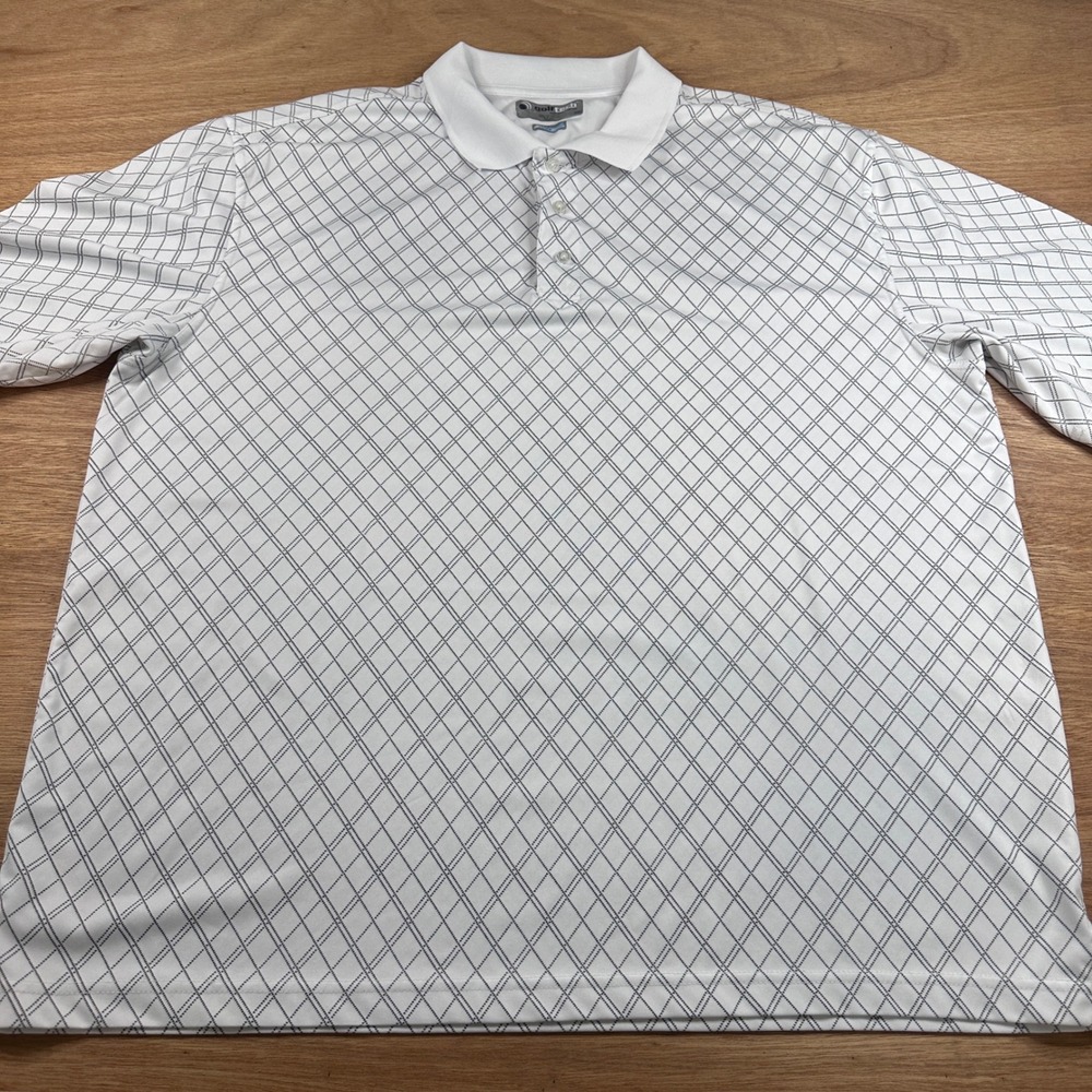 Golf Tech FORE Dry Polo Shirt Men's XXL White Gray Check Performance Golf